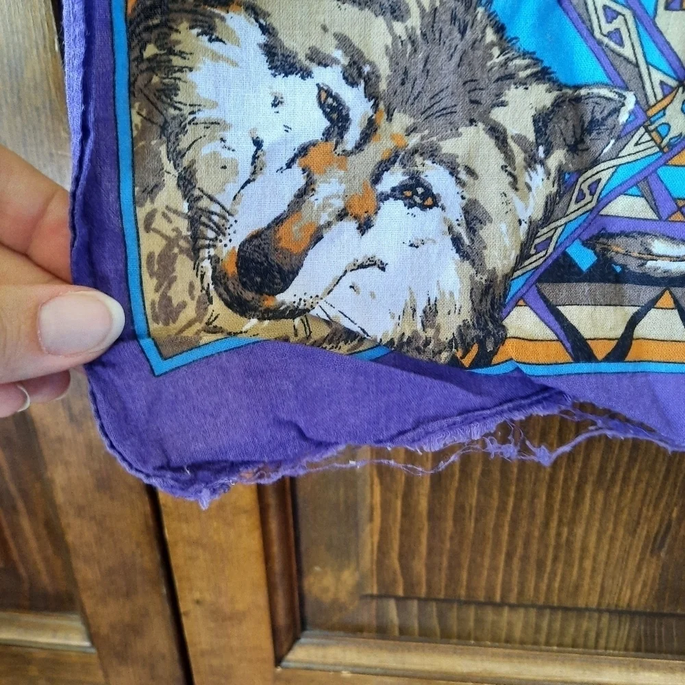 Vintage Paris Accessories Made in USA purple aztec wolf moose eagle hand…